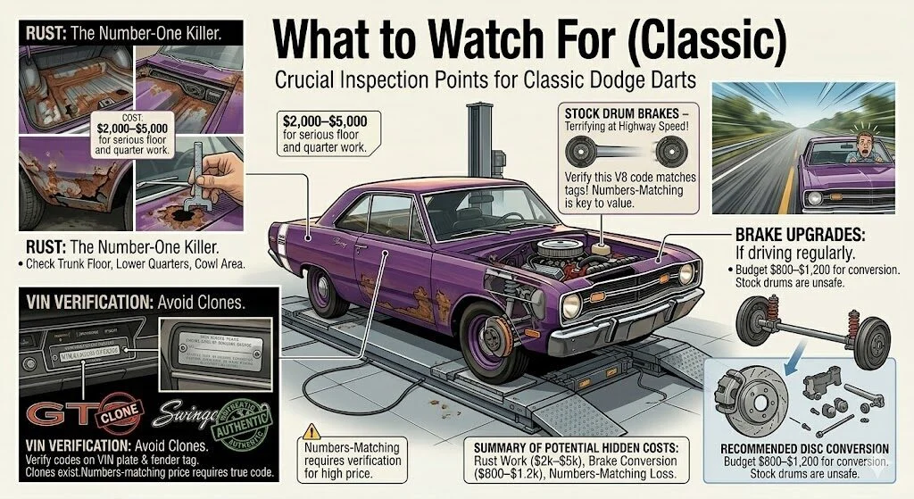 Classic Dodge Dart inspection — what to watch for when buying