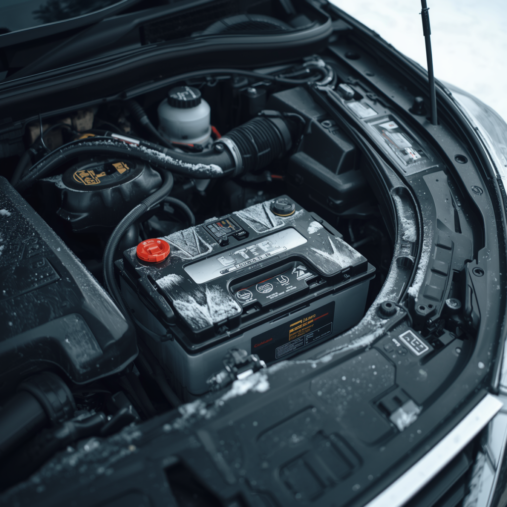 Car battery in cold winter conditions — cold reduces cranking power