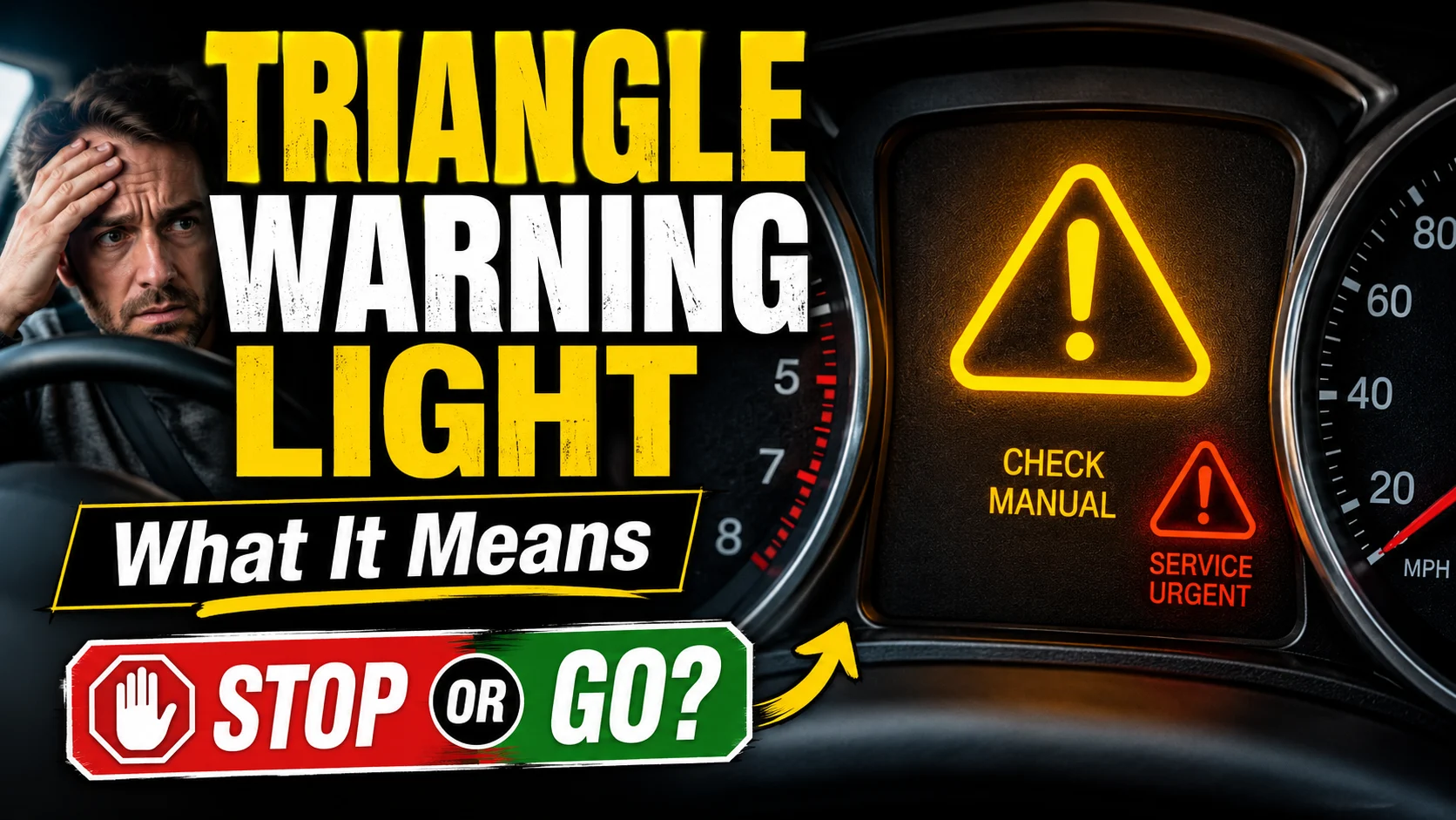 triangle with an exclamation point IN CAR