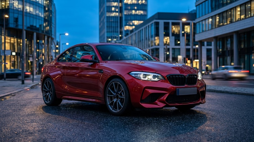 Sleek metallic red performance coupe for cool red car names