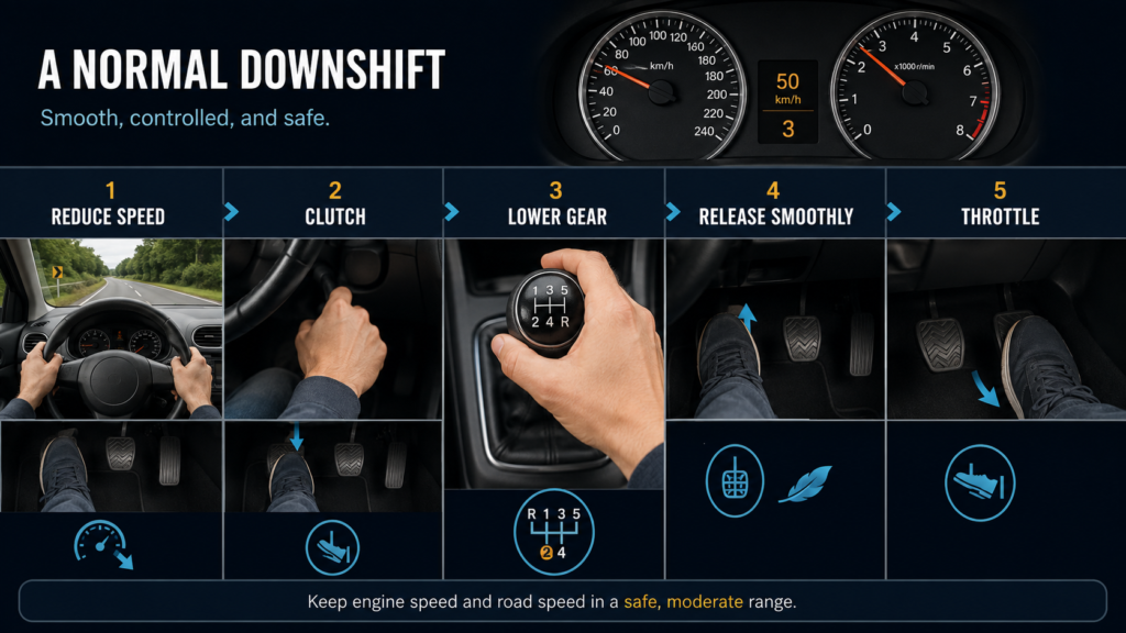 How to downshift smoothly in a manual car