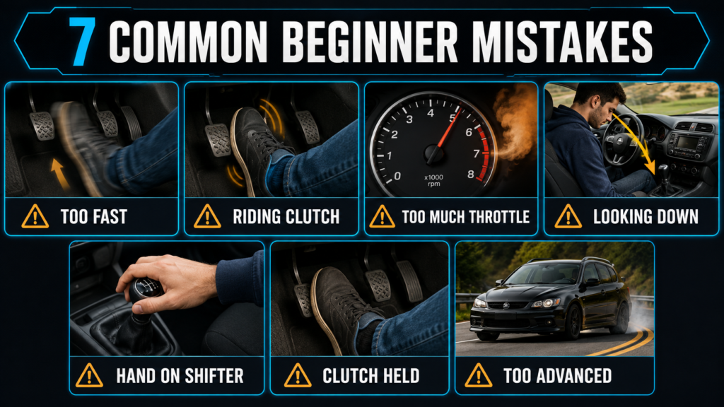 Common beginner mistakes when driving a manual transmission car