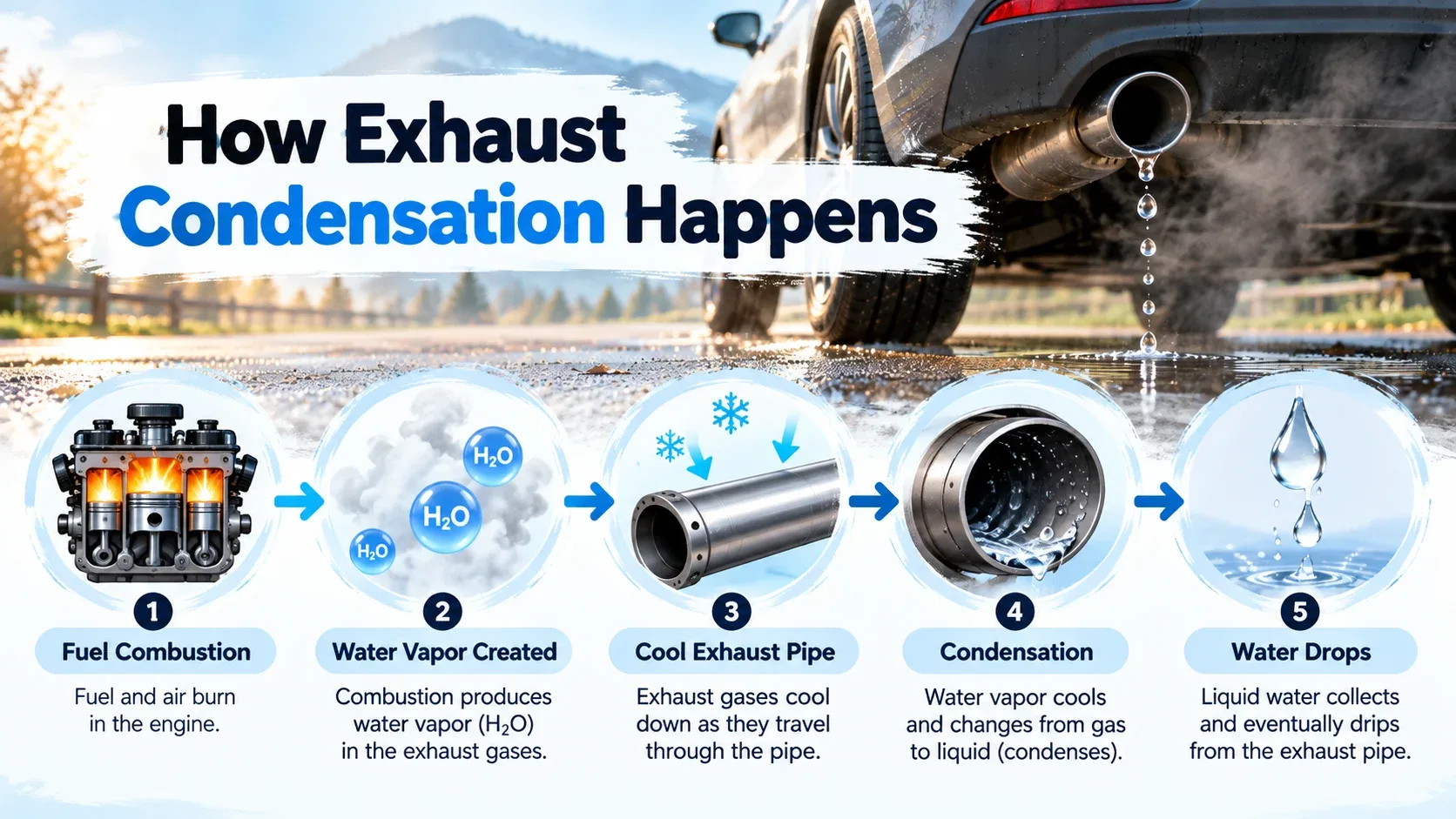 Normal exhaust condensation explanation