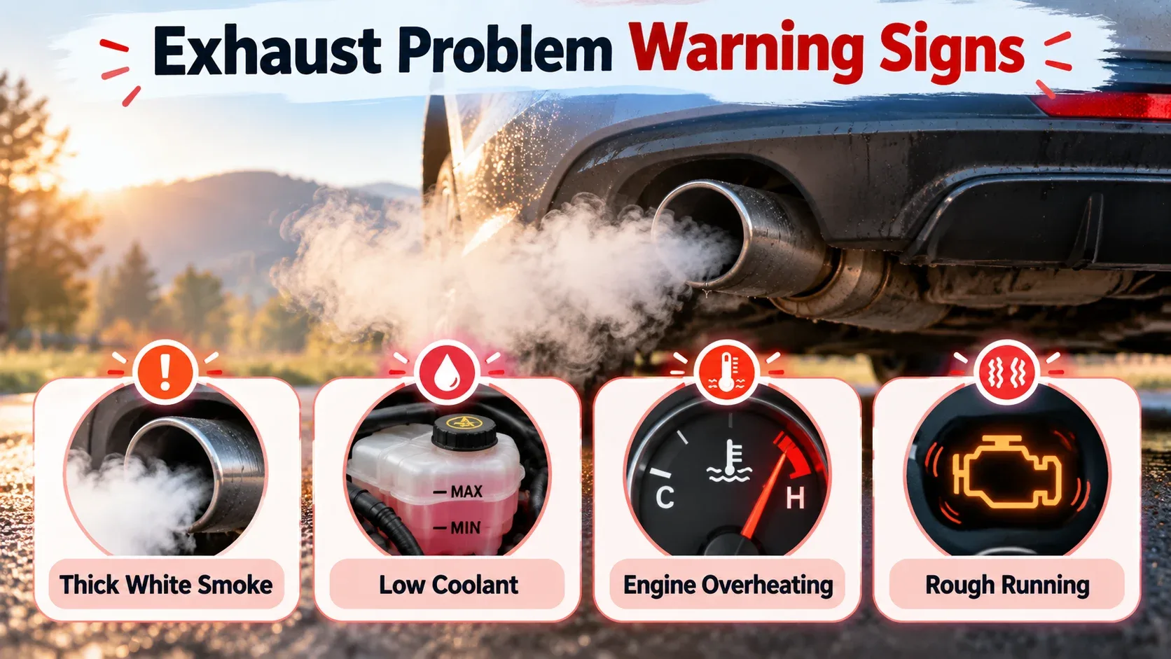 Water versus coolant exhaust comparison