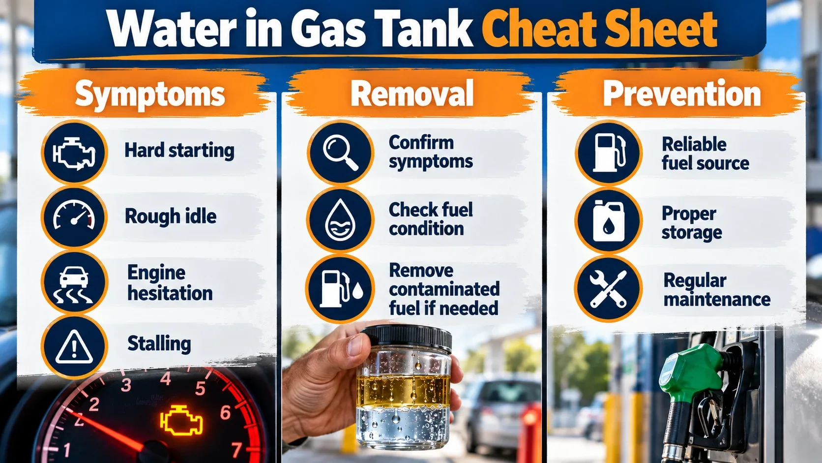 Water in gas tank checklist