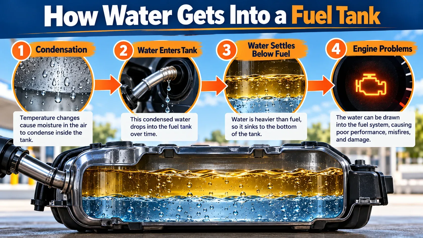 Water in gas tank symptoms