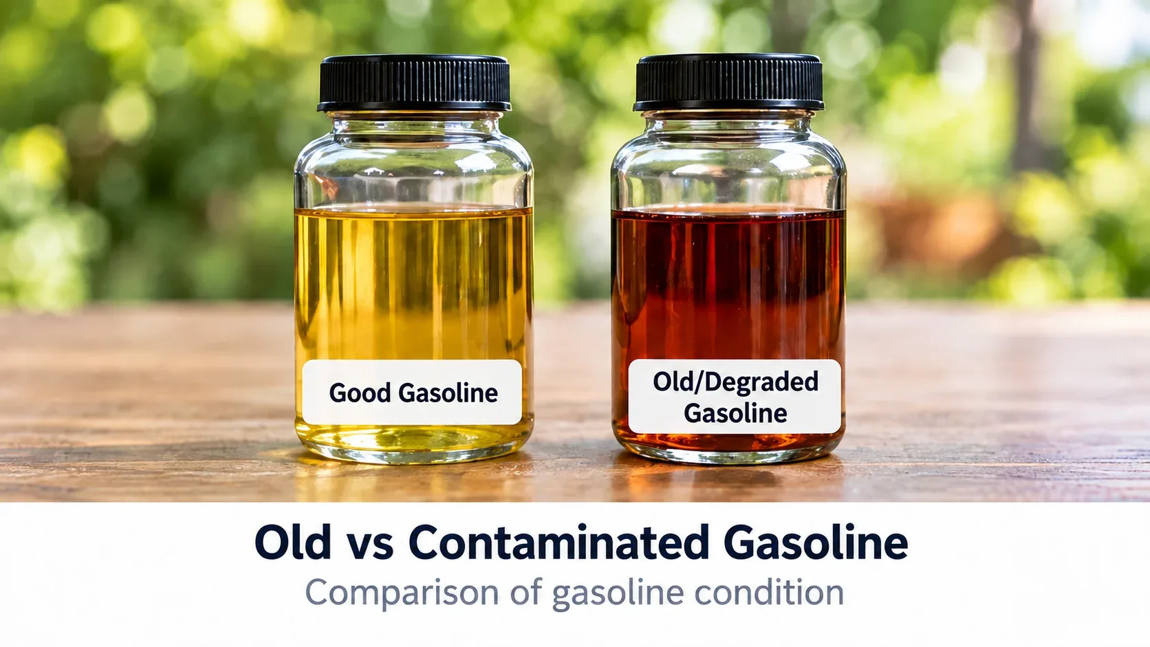 Comparison of old gasoline and contaminated gasoline
