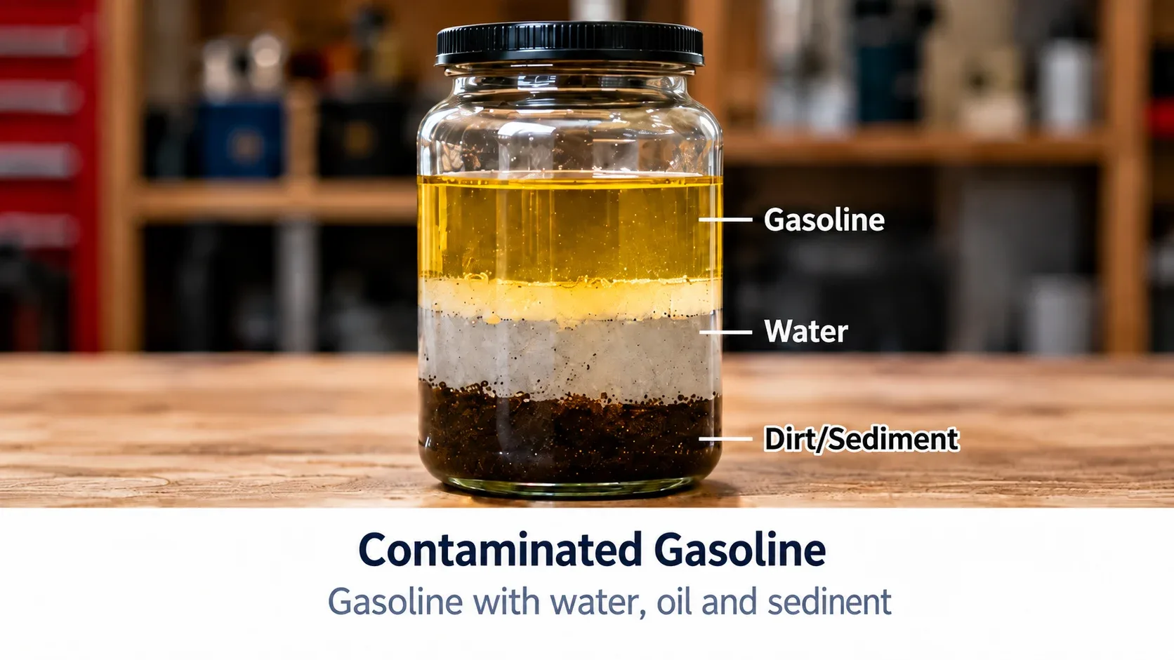 Gasoline contaminated with water oil and sediment