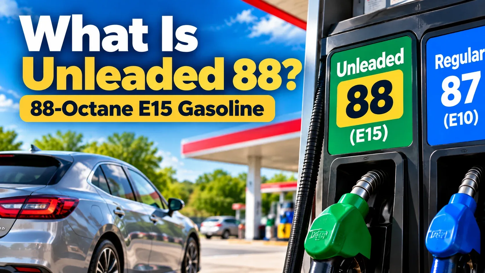 Unleaded 88 fuel explained as 88 octane E15 gasoline
