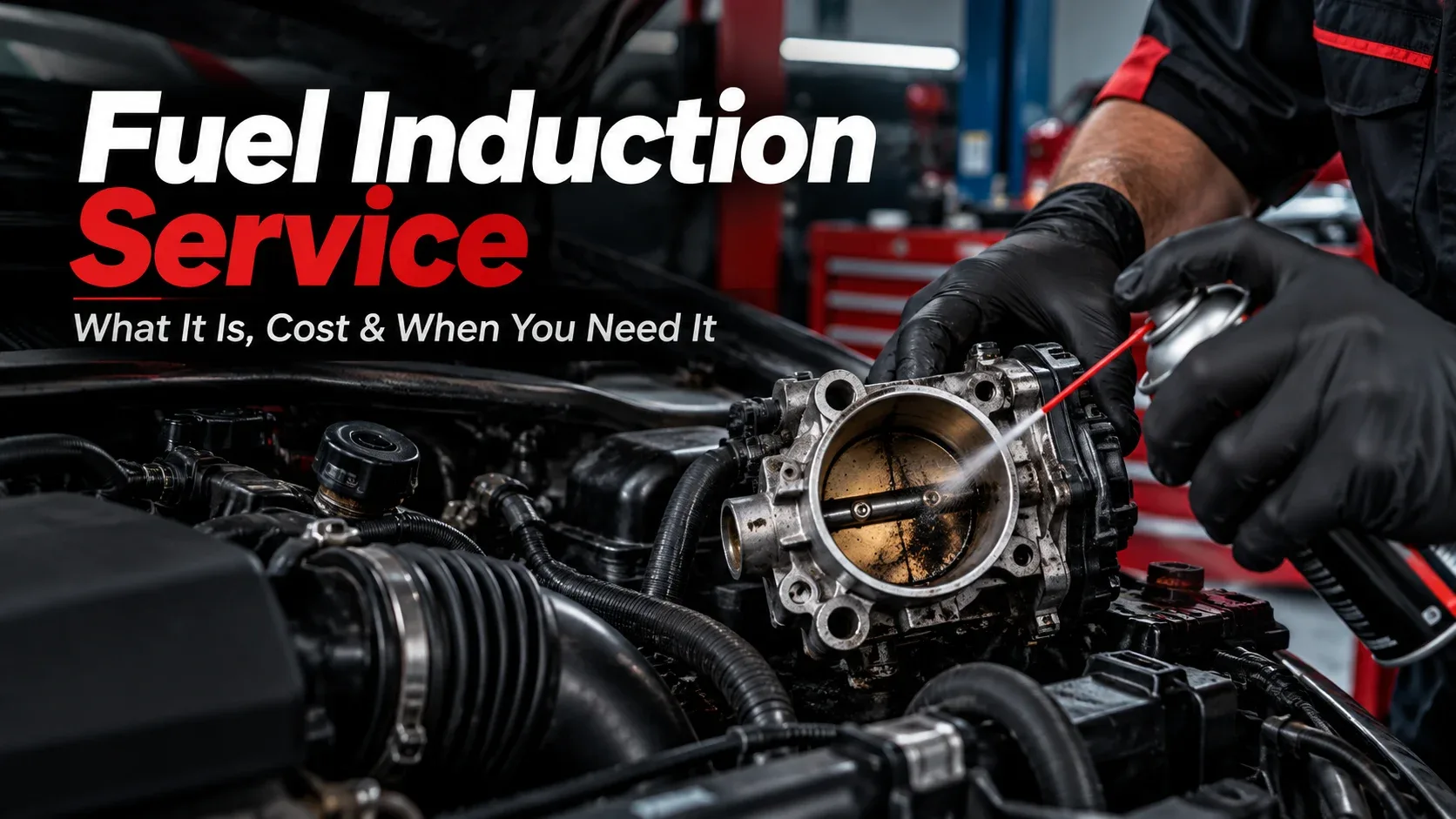 Fuel induction service being performed on an engine