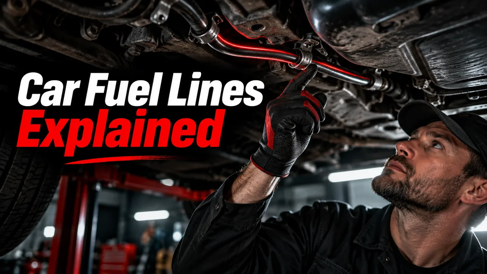 Car fuel lines explained with mechanic inspecting vehicle fuel lines