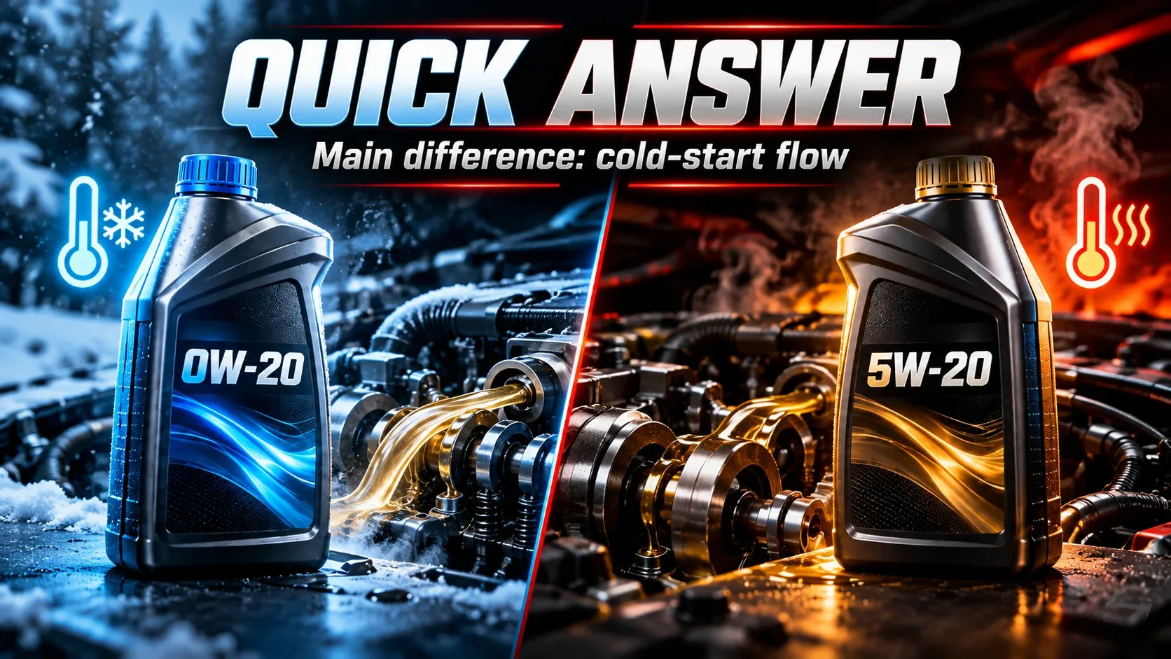 Quick answer showing the main difference between 0W-20 and 5W-20 oil