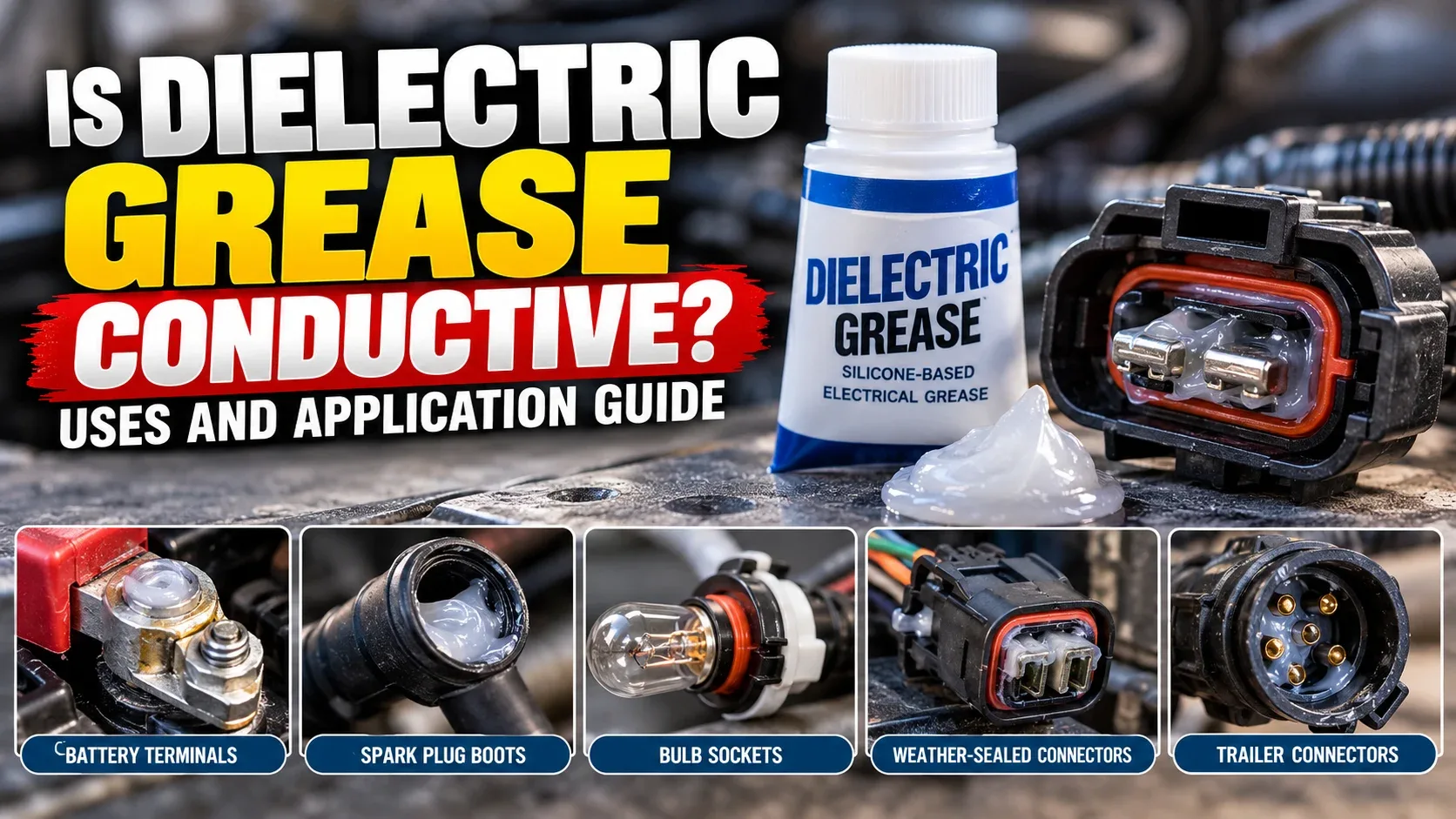 Electrical grease applications including battery terminals spark plug boots bulb sockets and connectors