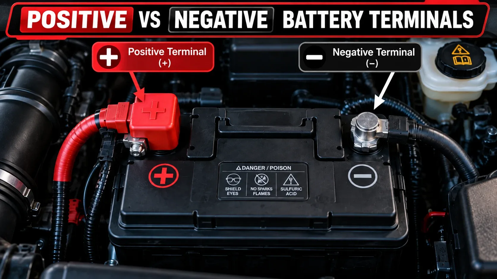 Car battery positive and negative terminals explained