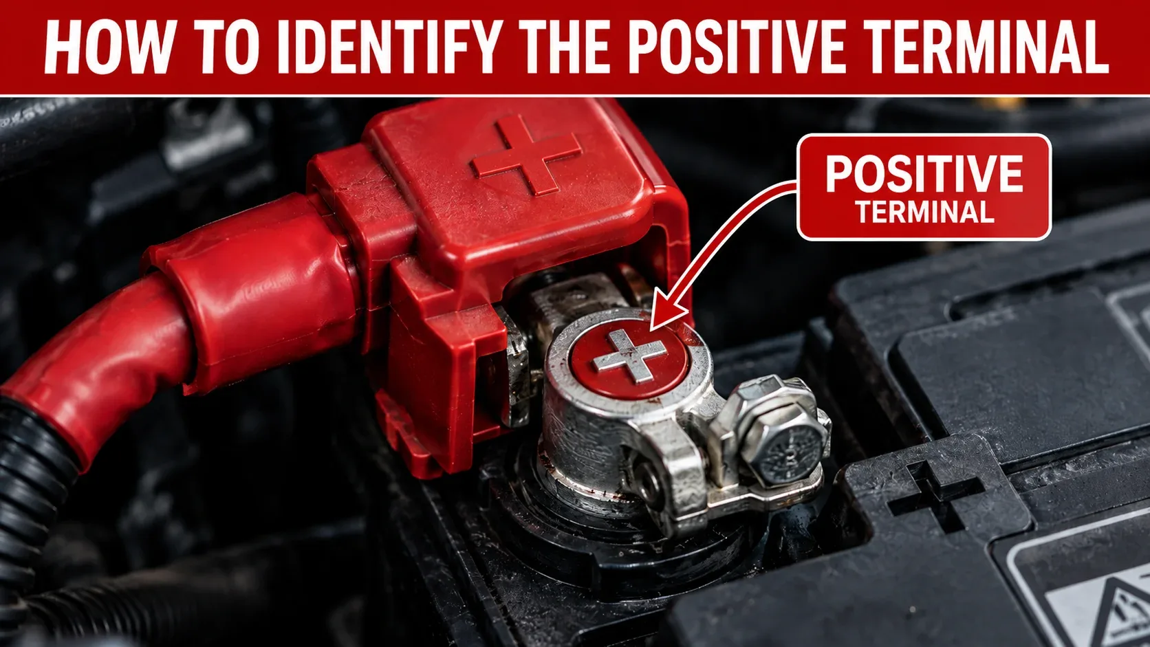 How to identify the positive battery terminal