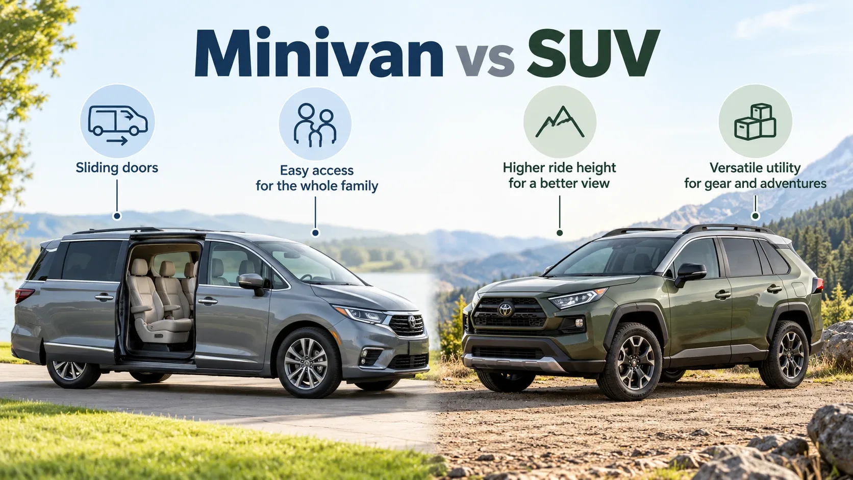 Minivan vs SUV comparison for family access ride height and utility