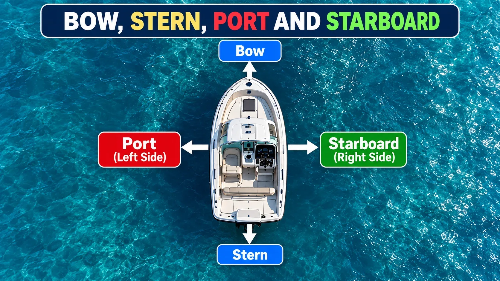 Bow stern port and starboard boat directions diagram