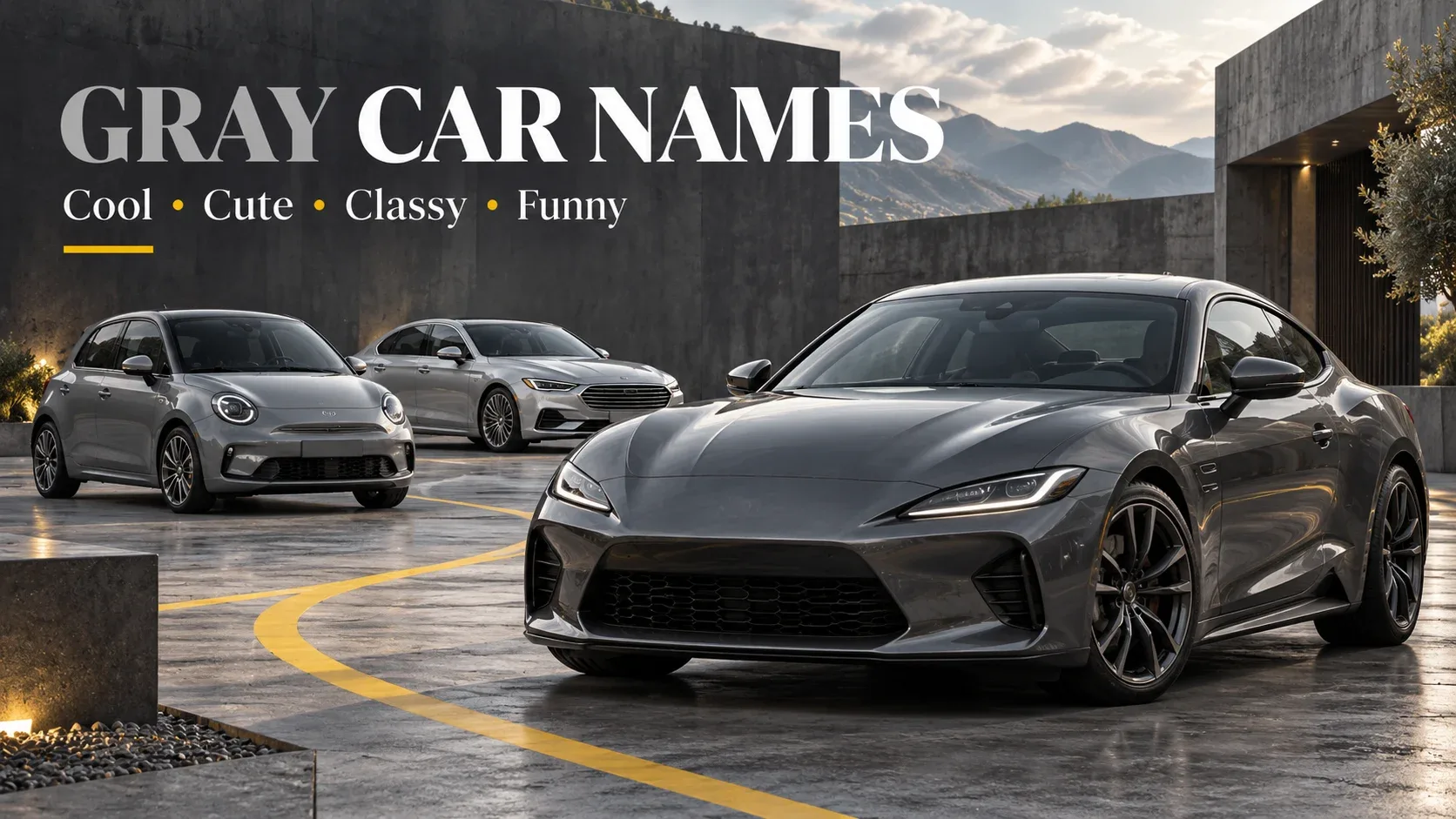 Gray sports coupe, compact hatchback, and silver sedan illustrating different car personalities