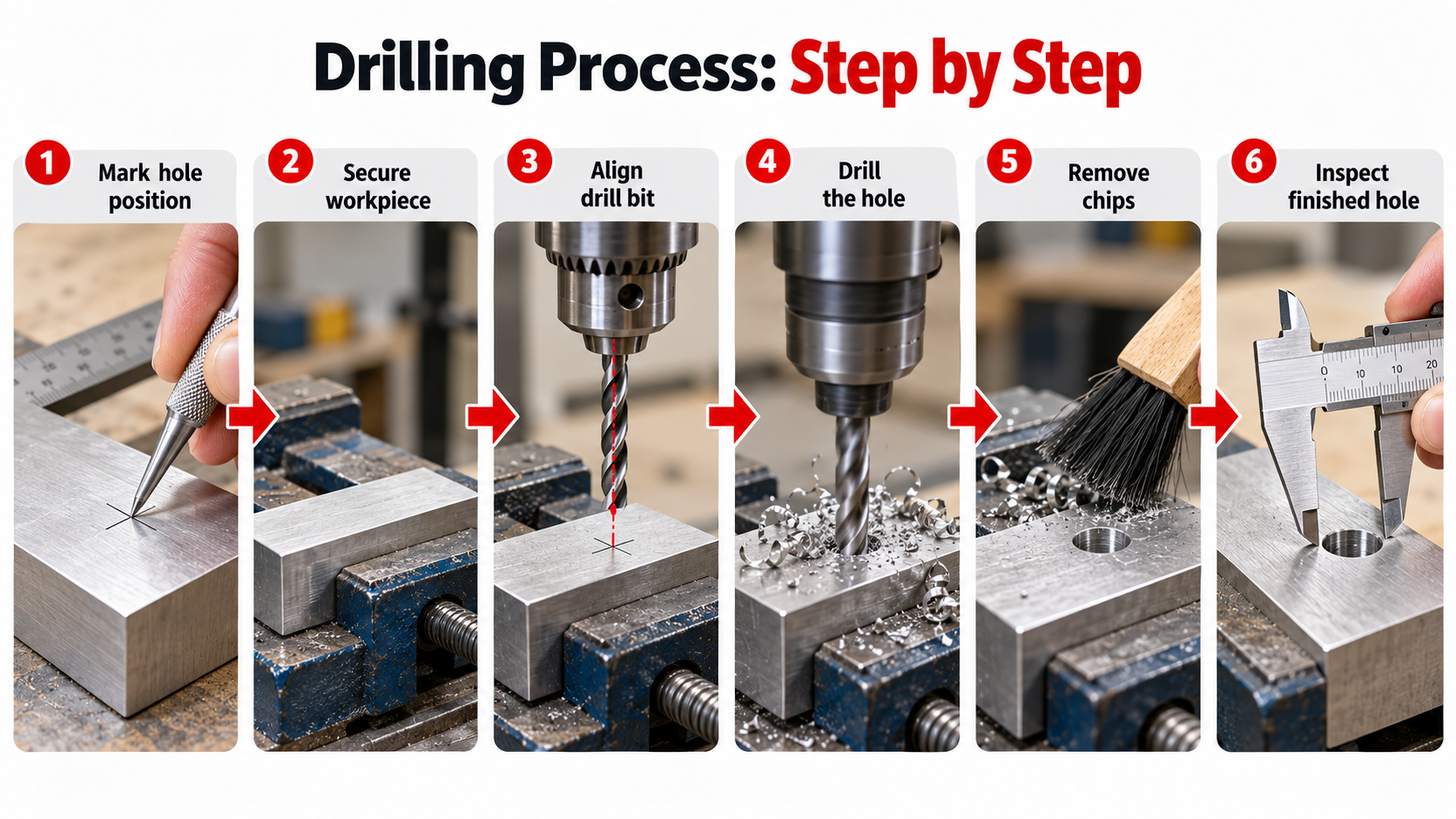 Drilling process step by step
