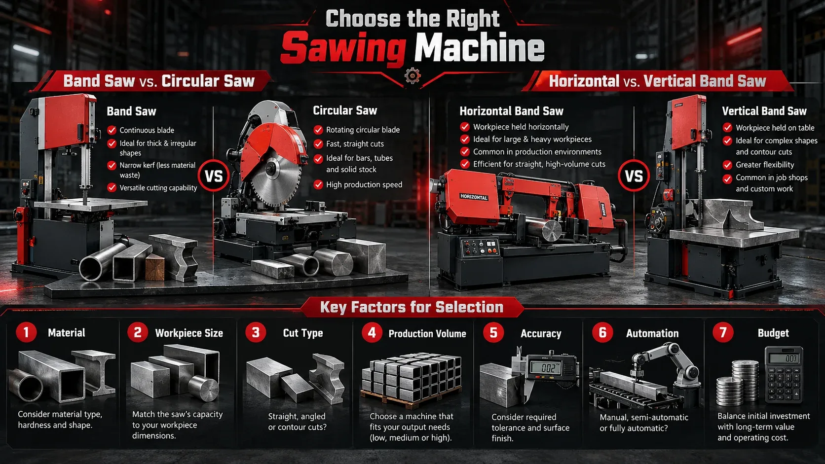 Band saw vs circular saw and horizontal vs vertical band saw comparison