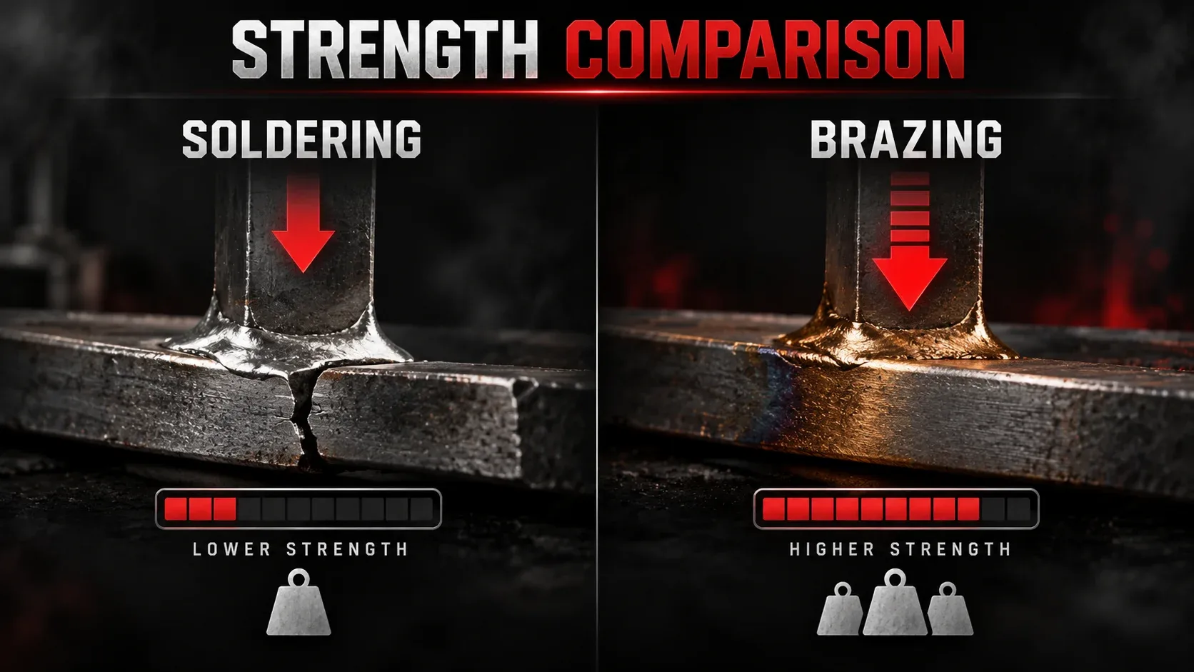Soldering vs brazing joint strength comparison