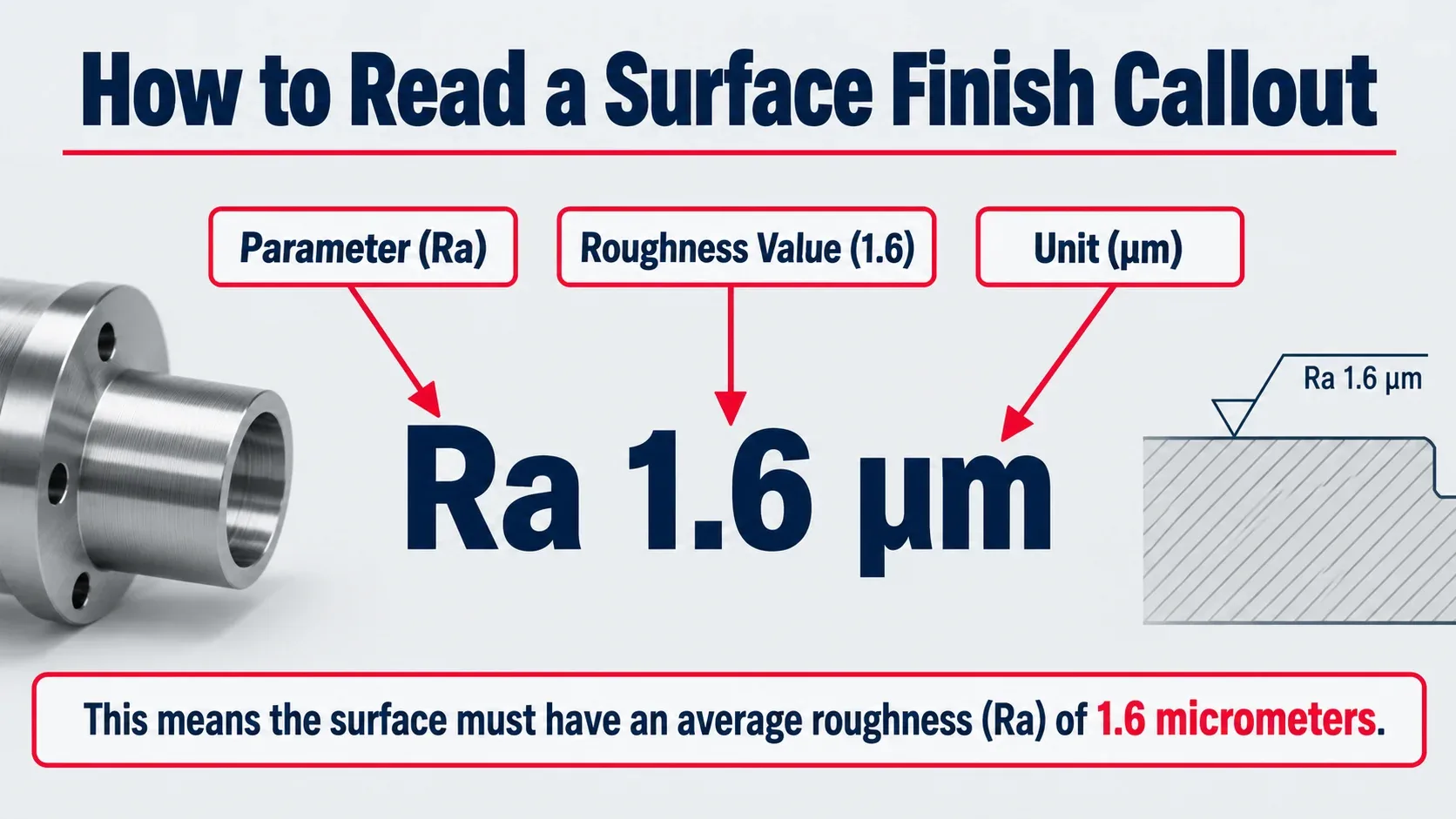 How to read an Ra 1.6 micrometer surface finish callout