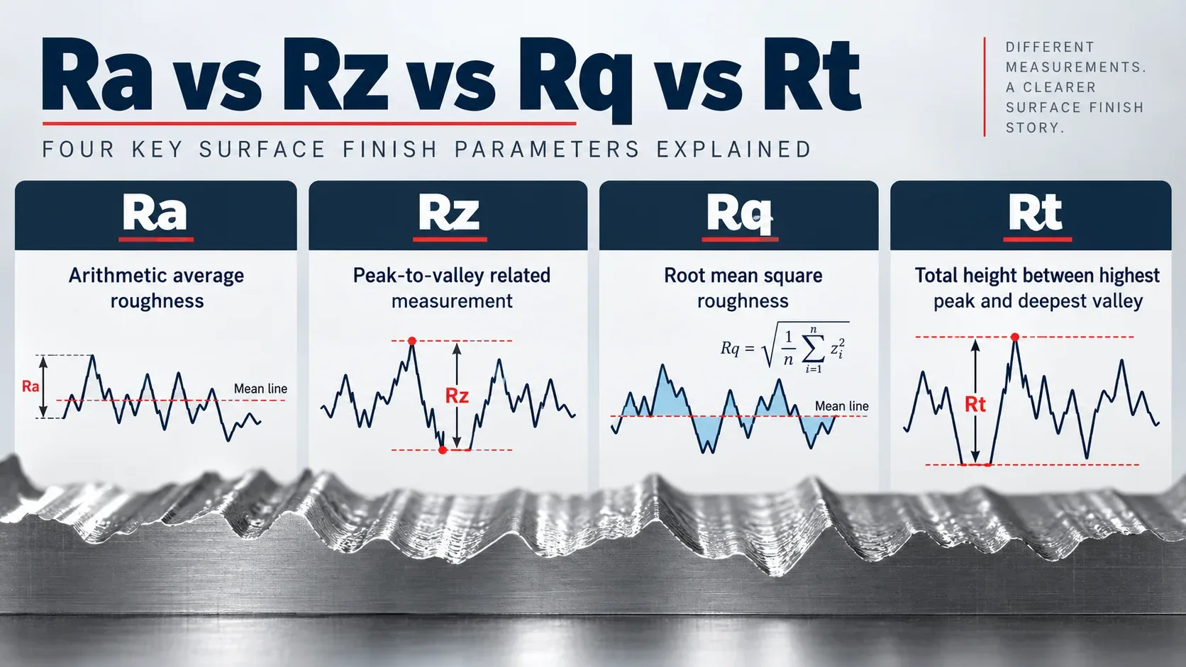 Ra vs Rz vs Rq vs Rt surface roughness parameters