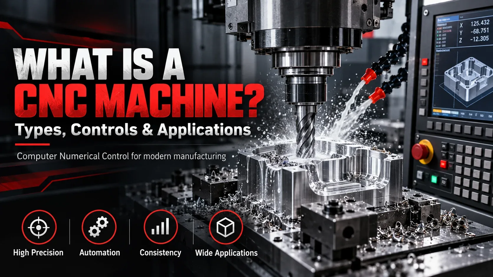What is a CNC machine showing CNC controlled machining process