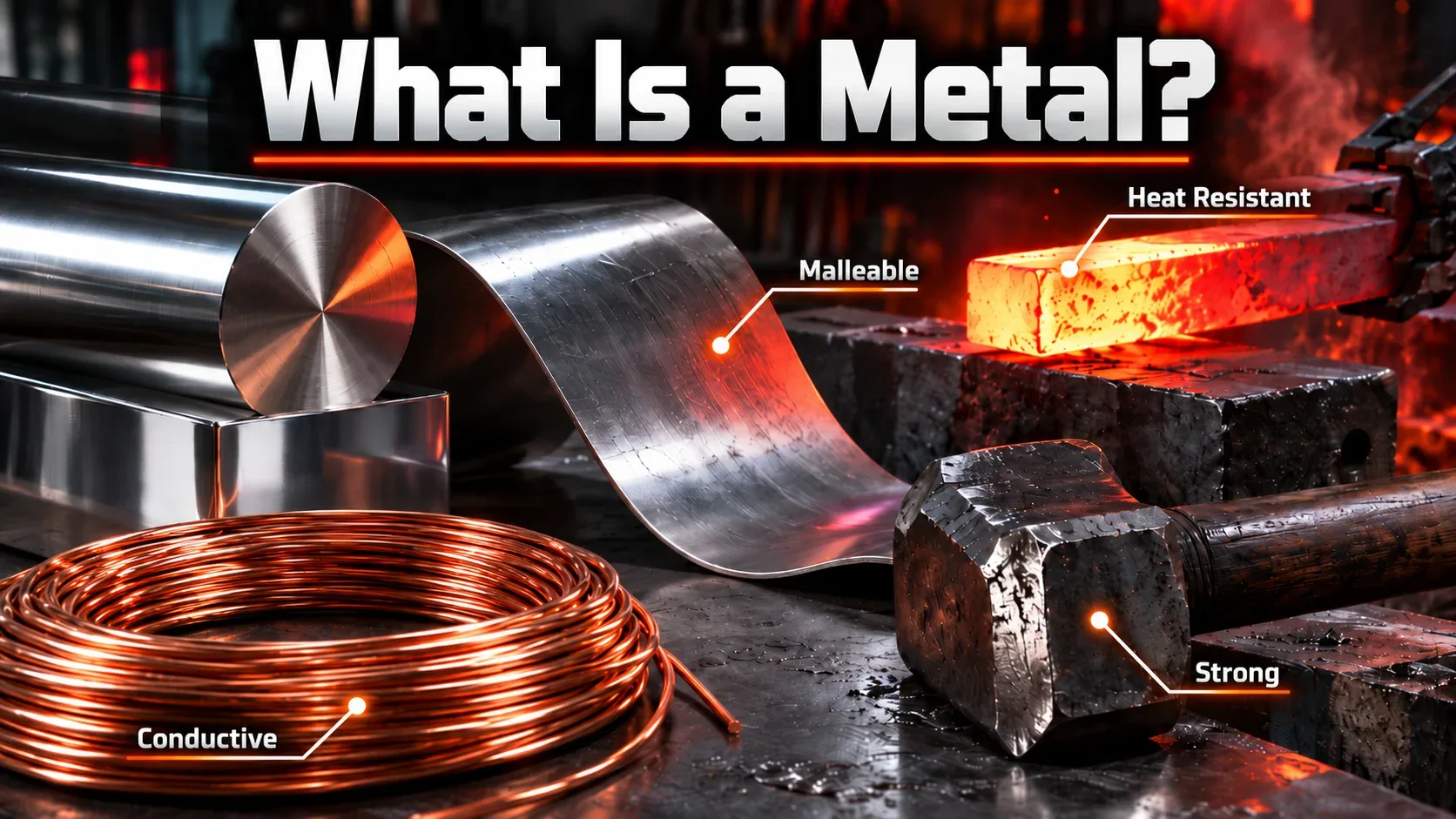 Metal properties including conductivity, malleability, strength and heat resistance