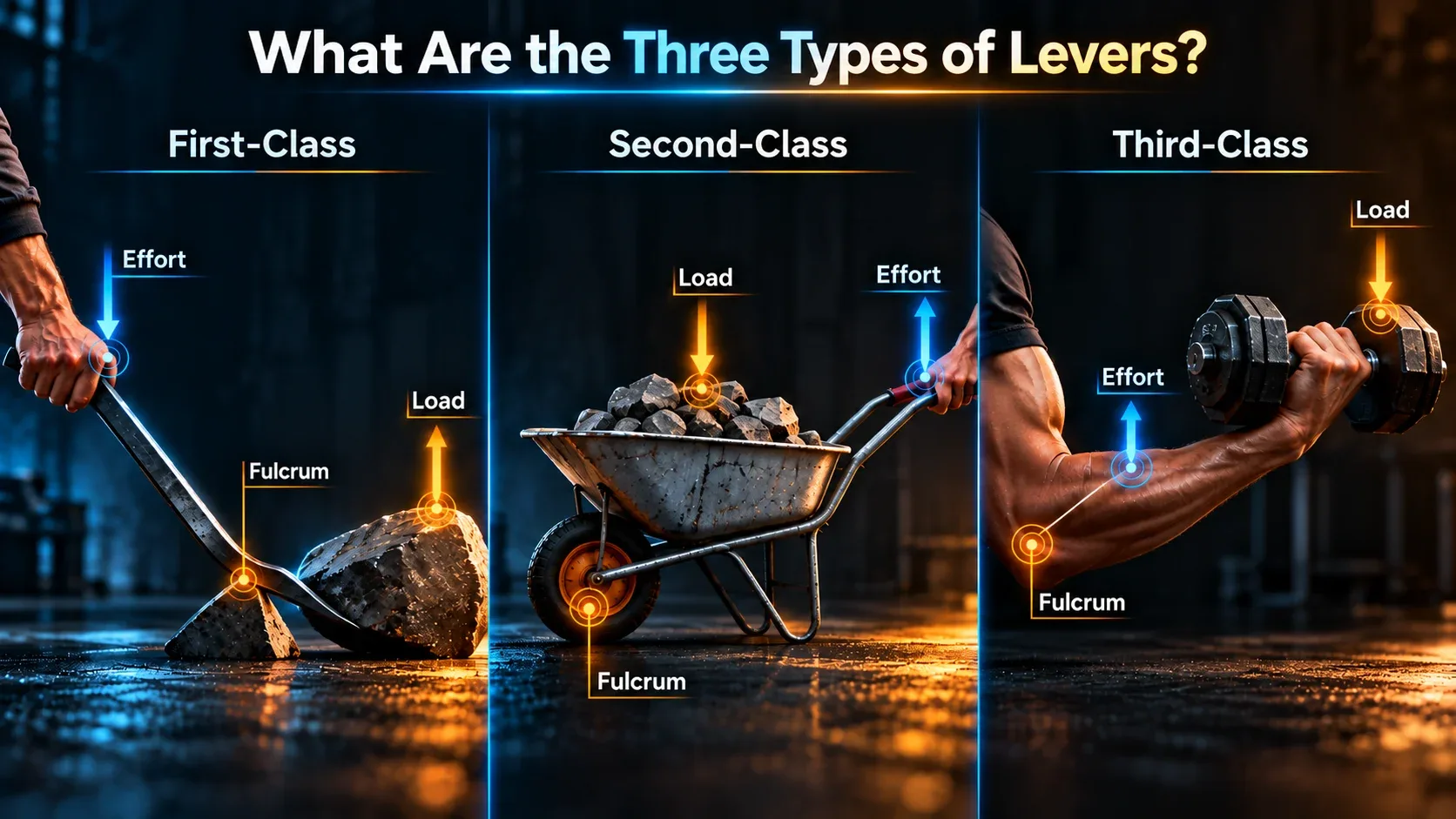 First-class, second-class and third-class lever comparison