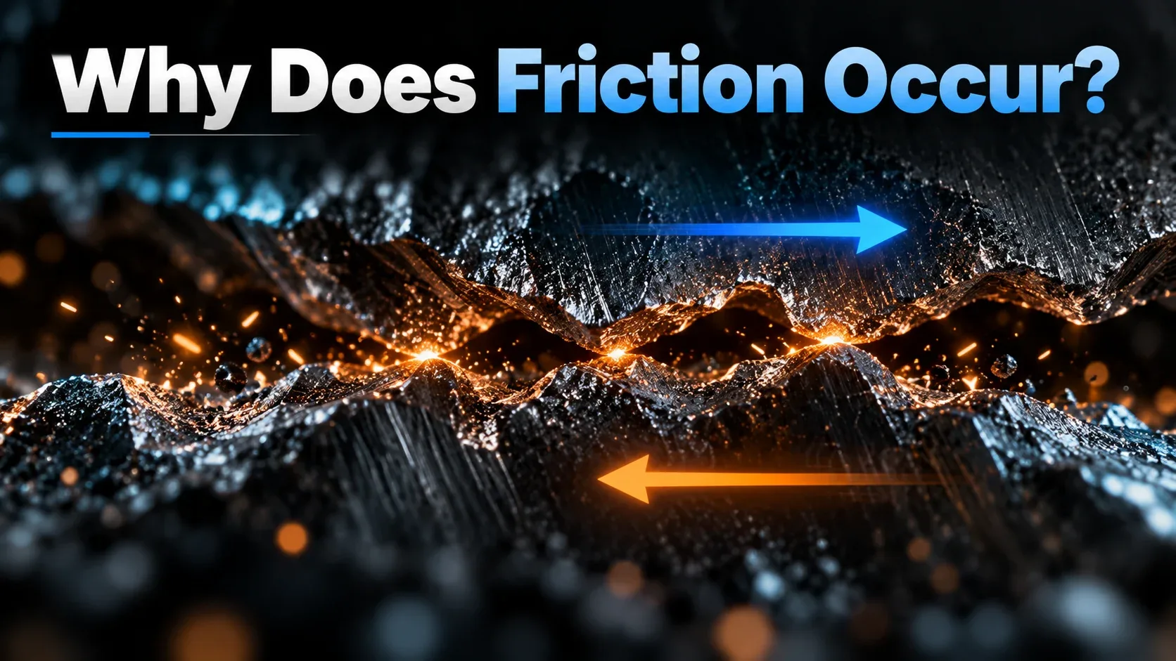 Microscopic rough surfaces and contact points explaining why friction occurs