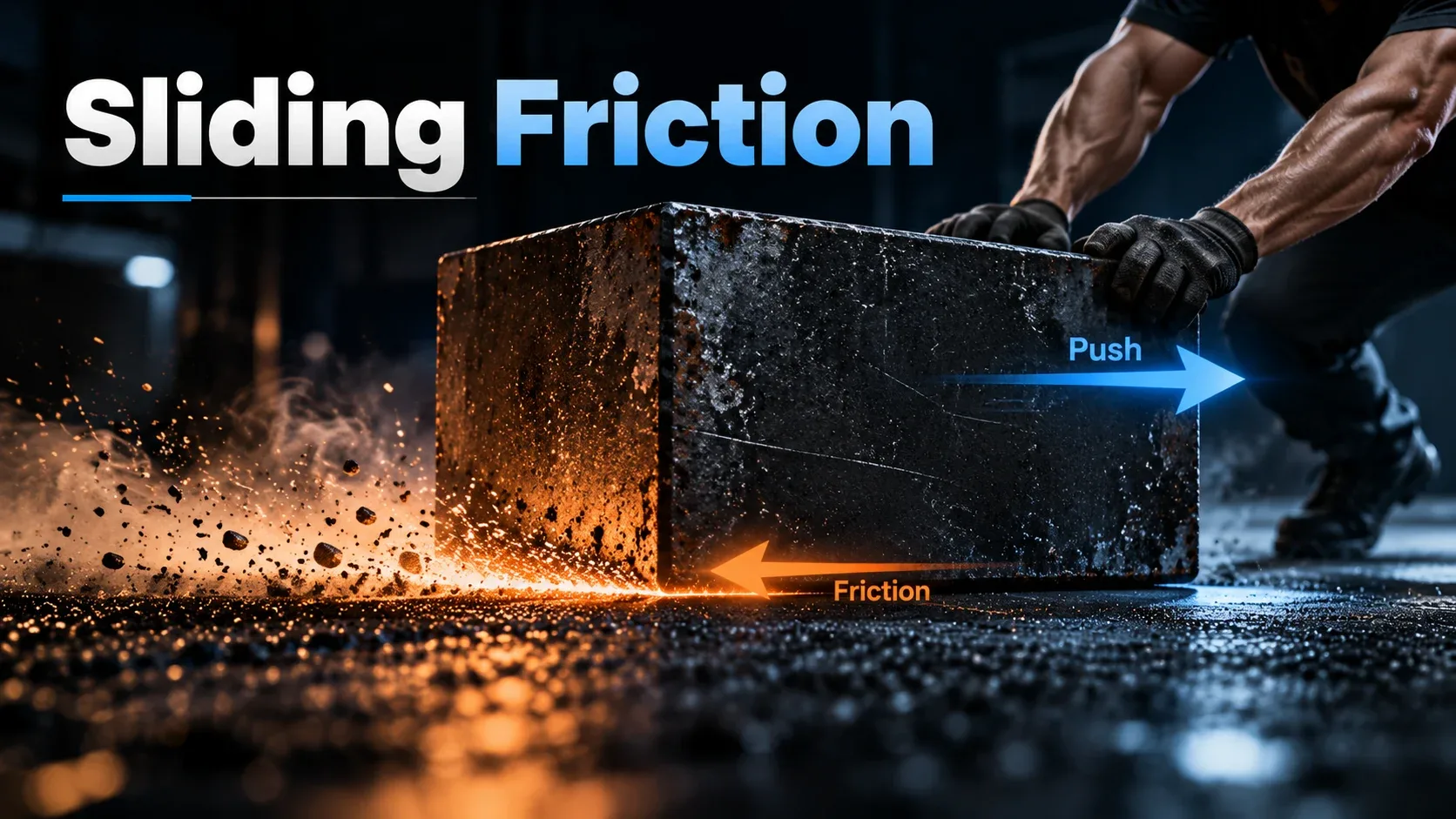 Friction formula F equals mu N with frictional force coefficient of friction and normal force