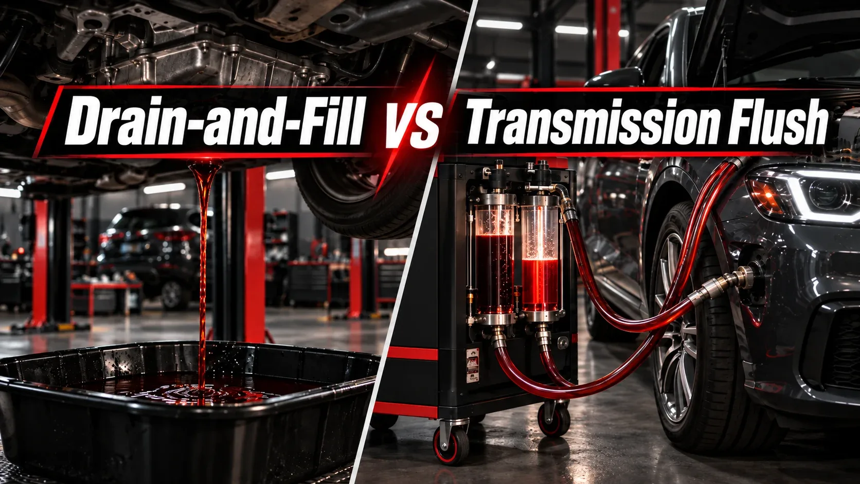 Side-by-side comparison of transmission drain-and-fill versus a machine-assisted fluid flush