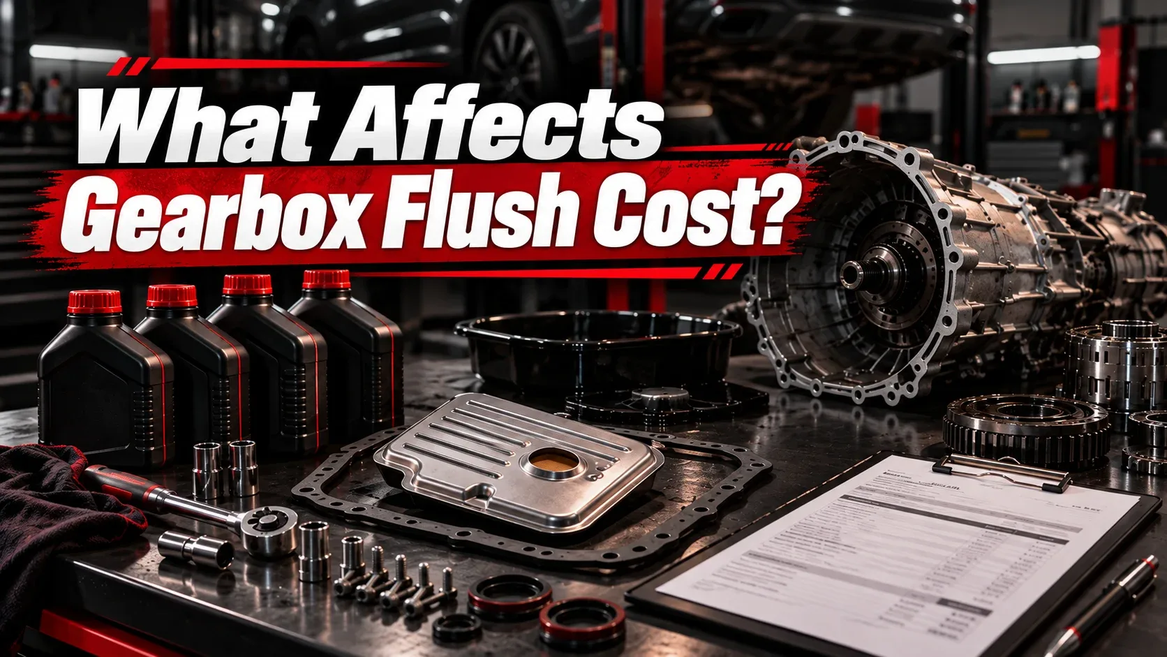 Transmission fluid bottles replacement filter and related parts affecting gearbox flush cost