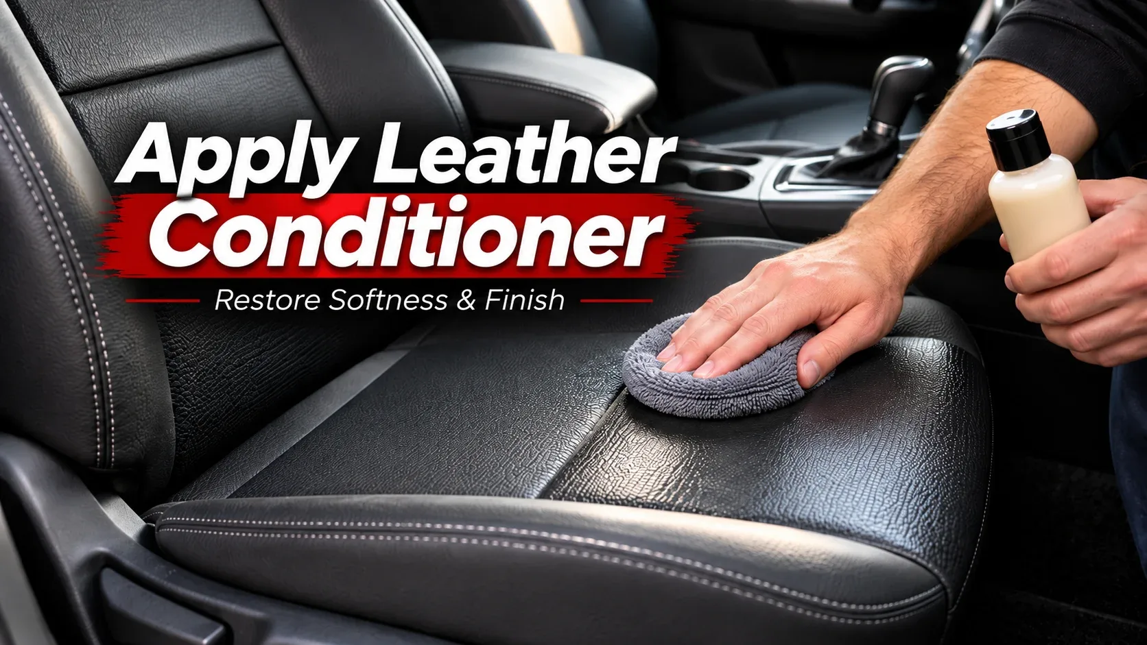 Applying compatible leather conditioner to a car seat