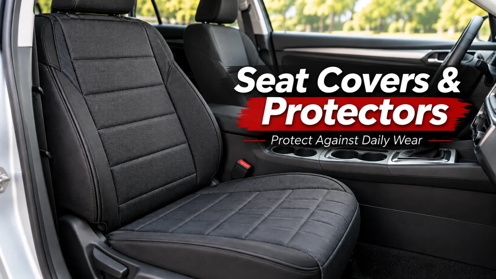Protective car seat covers fitted inside a vehicle
