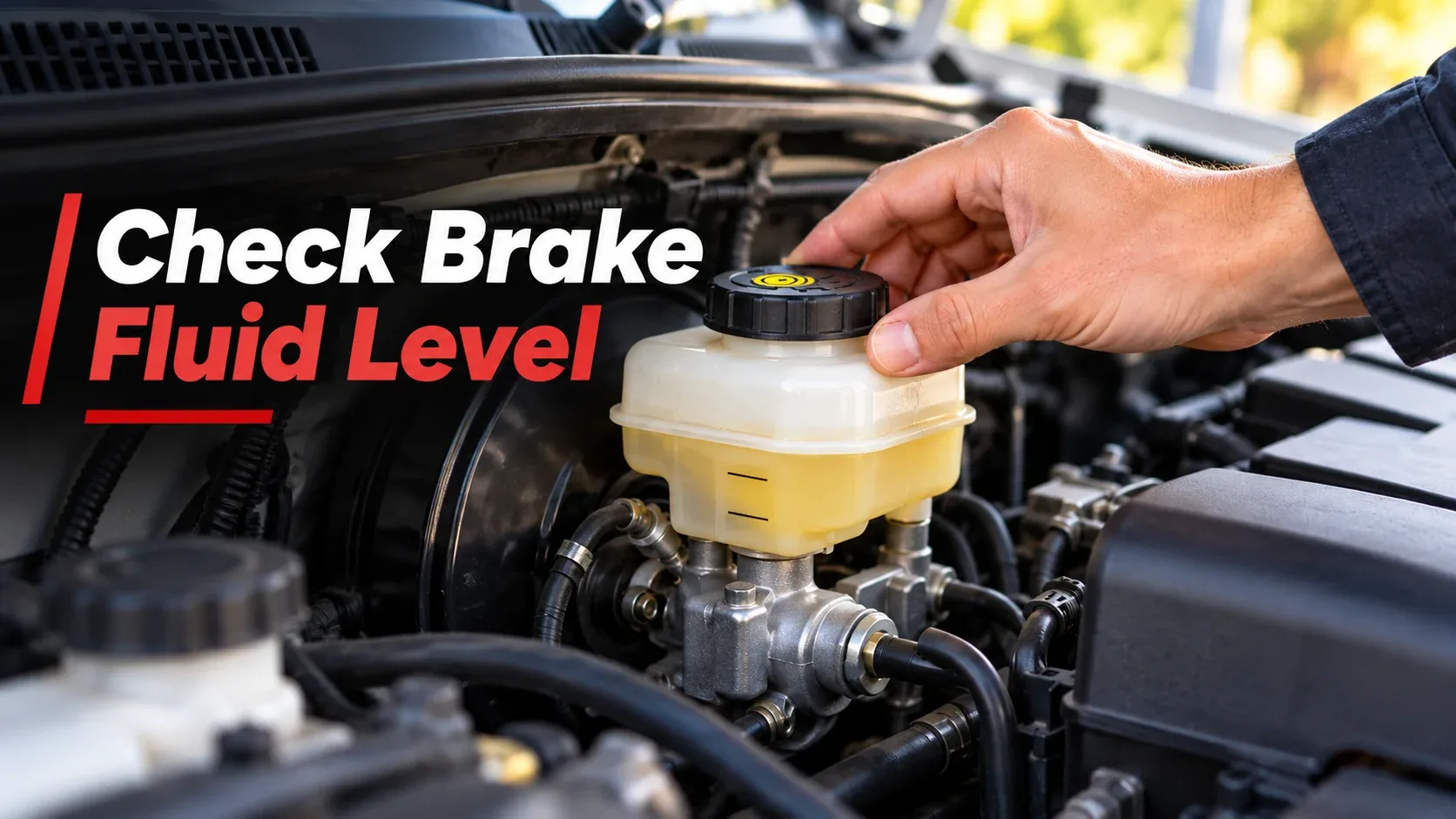 Inspecting the brake fluid reservoir and fluid level