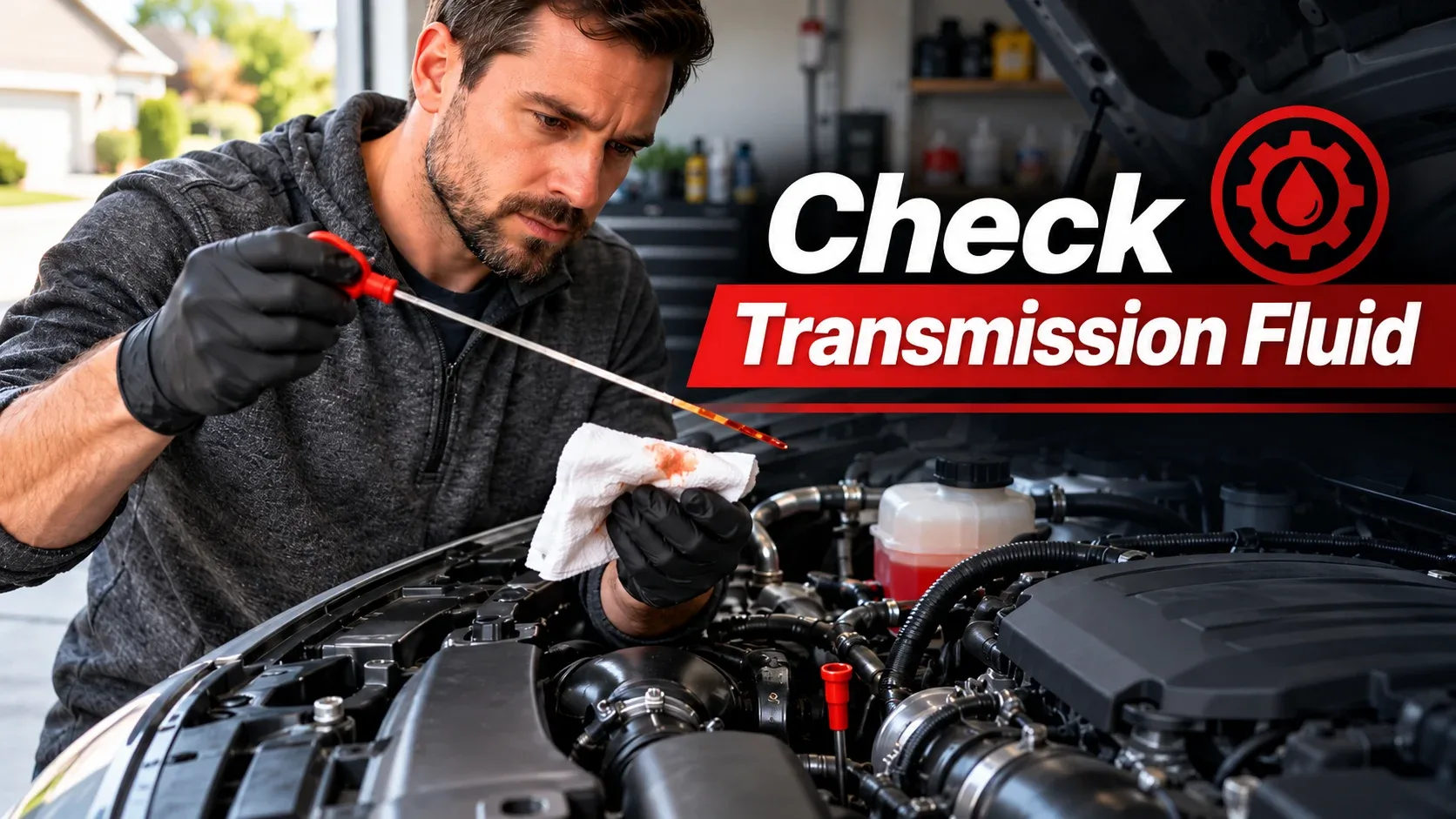 Checking transmission fluid with a dipstick on a compatible vehicle