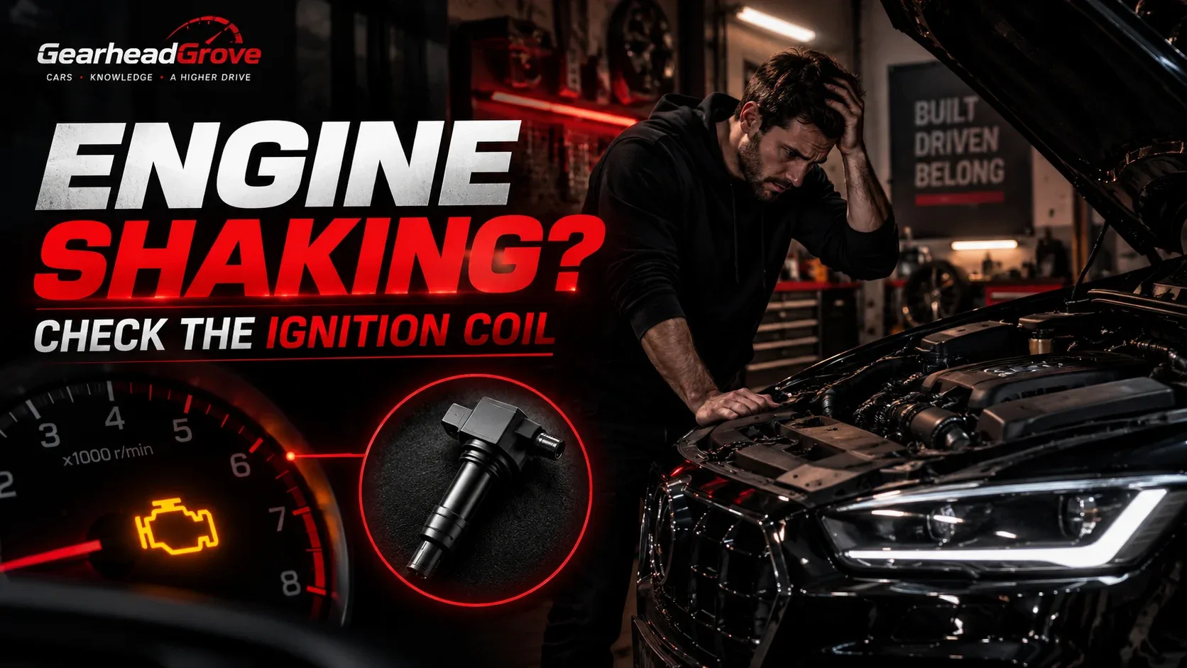 Engine shaking and check engine warning that may indicate an ignition coil issue