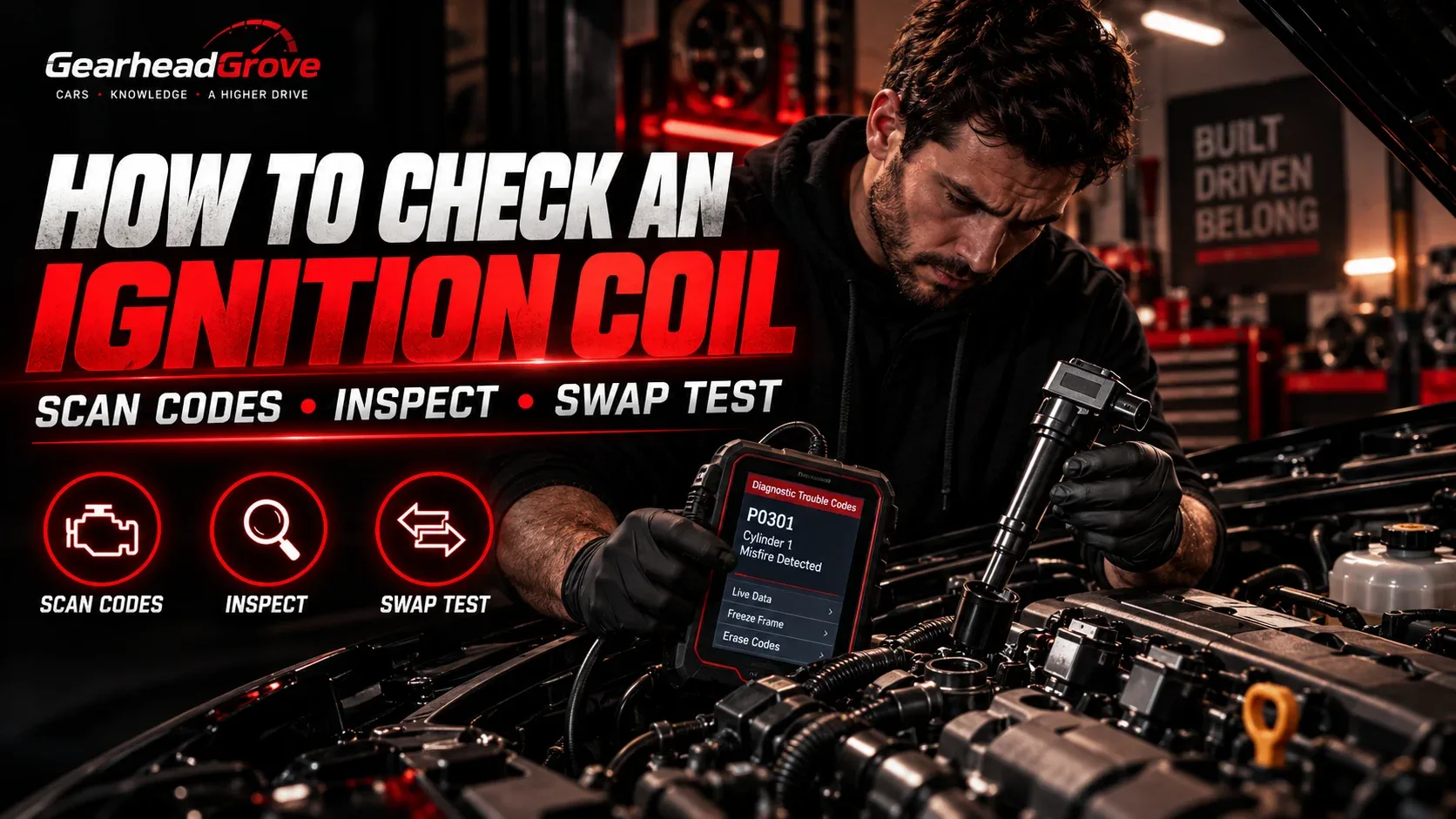 How to check an ignition coil with diagnostic scanner and inspection