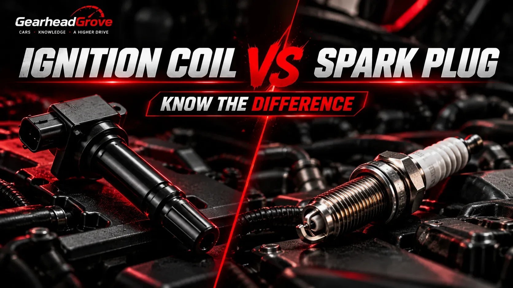 Ignition coil compared with an automotive spark plug