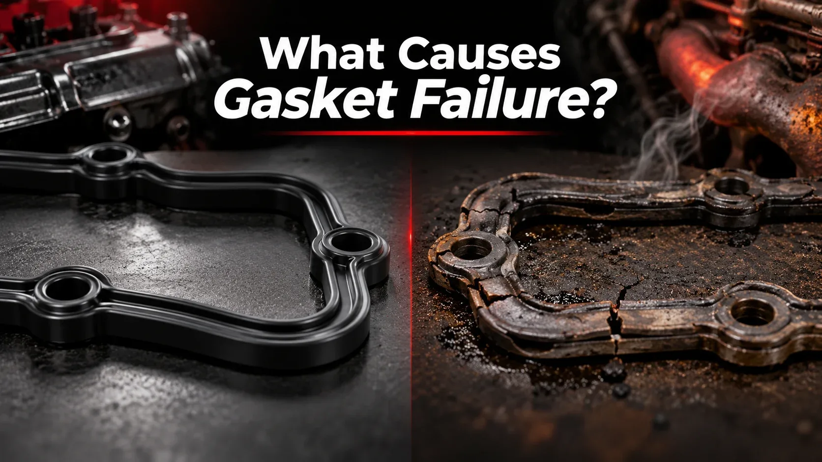 Comparison of new gasket and old cracked heat-damaged gasket