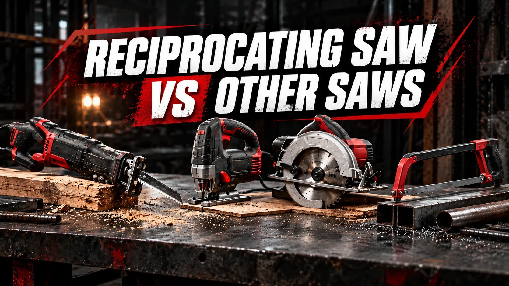 Reciprocating saw compared with jigsaw, circular saw and hacksaw