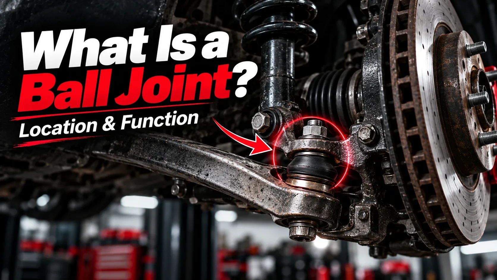 What is a car ball joint? Highlighted ball joint location and function in the front suspension