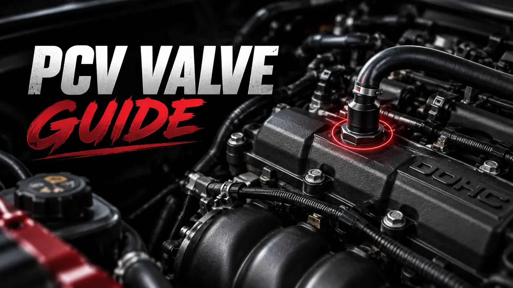 PCV valve guide with valve highlighted in an engine bay