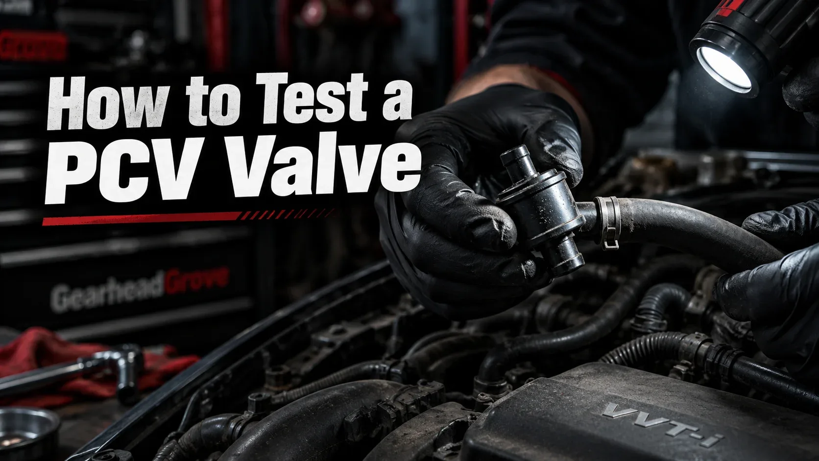 How to test a PCV valve and ventilation hose during engine inspection