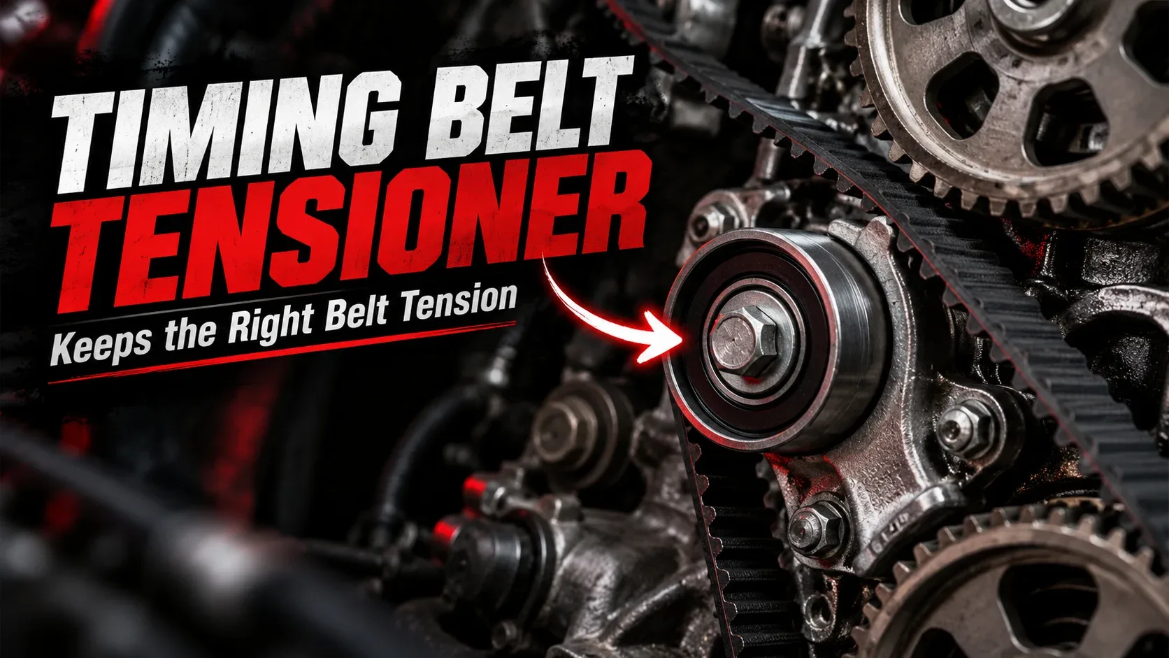 Timing belt tensioner pulley maintaining belt tension