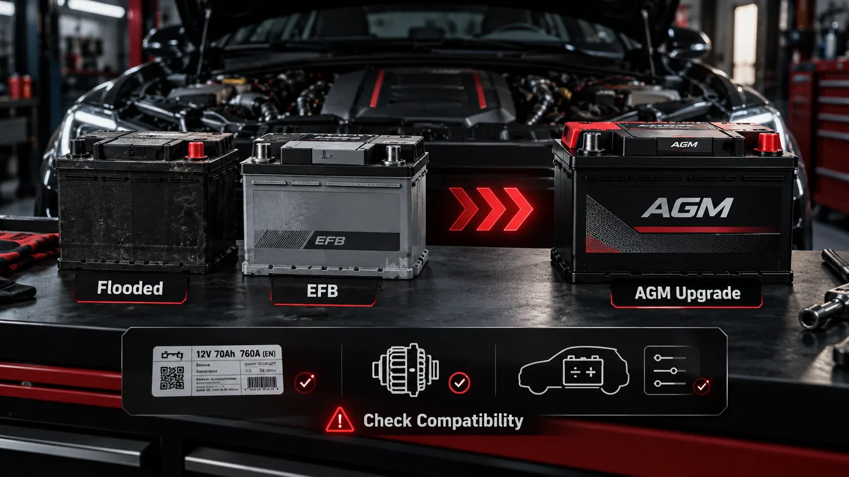 Upgrading a flooded or EFB car battery to AGM after compatibility checks