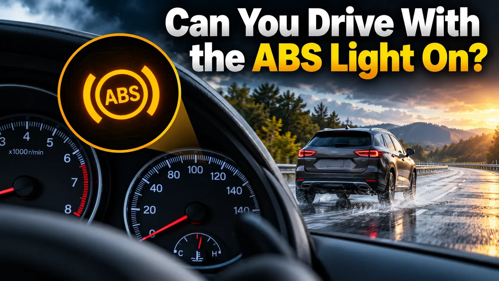 Can you drive with the ABS light on SUV driving on wet road and amber dashboard warning