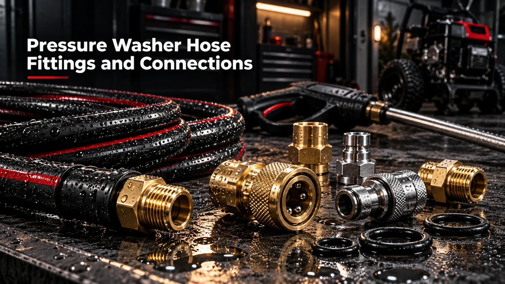 Pressure washer hose fittings, brass connectors and quick-connect couplings